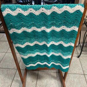 Handmade crochet blanket 34” x 36” Baby/Lap Blanket